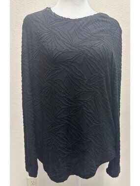 Simple Vera Wang Velvet Burnout Long Sleeve Black Top Small Whimsigoth Fairycore